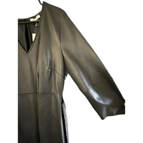 ELOQUII Elements Black Faux Leather Stretch Midi Dress Size 18 - Picture 2 of 5